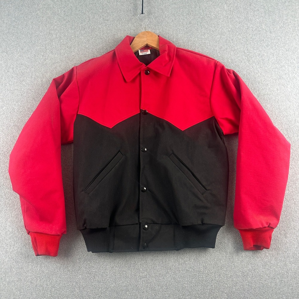 Vintage 90s West‎ Ark Bomber Jacket Mens S Red Black Western Lined Made in USA